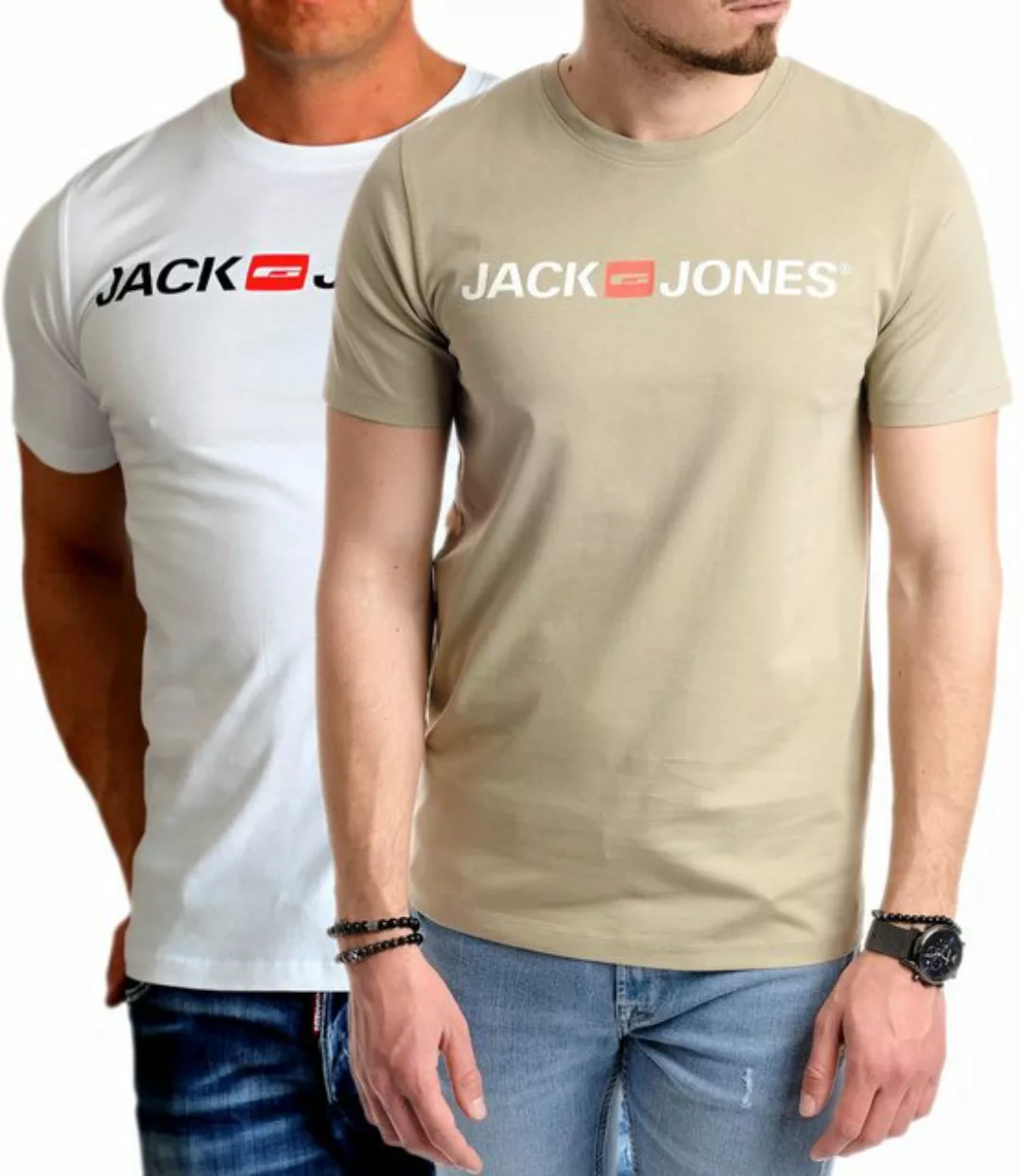 Jack & Jones T-Shirt Bequemes Logo-Shirt mit Printdruck (2er-Pack) günstig online kaufen