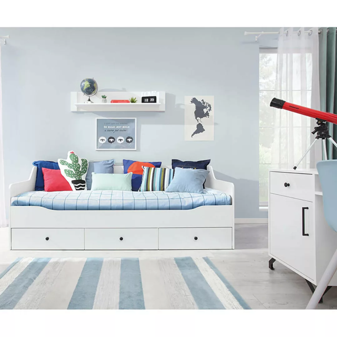 Jugendzimmer Set 3-teilig modern mit Schreibtisch weiß BEND-133 günstig online kaufen