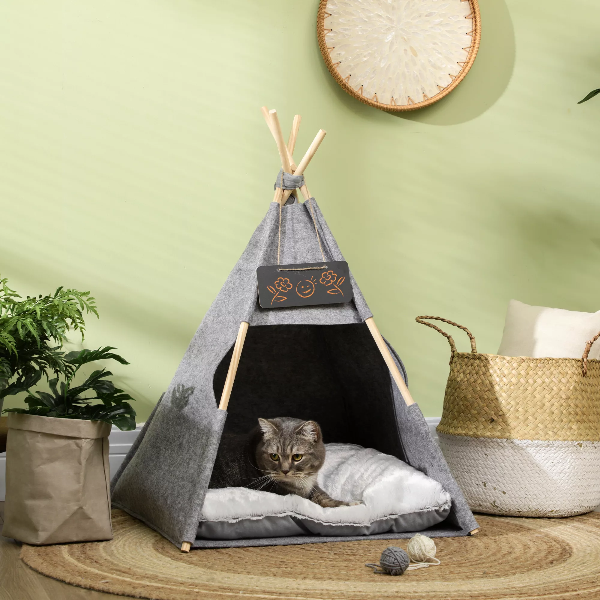 PawHut Haustierzelt  Gemütliches Katzenhaus & Hundezelt mit weichem Kissen, günstig online kaufen