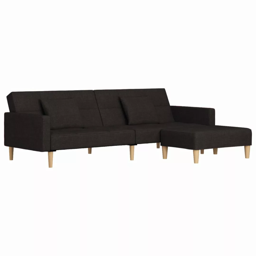 Vidaxl Schlafsofa 2-sitzer Mit 2 Kissen & Hocker Dunkelbraun Stoff günstig online kaufen