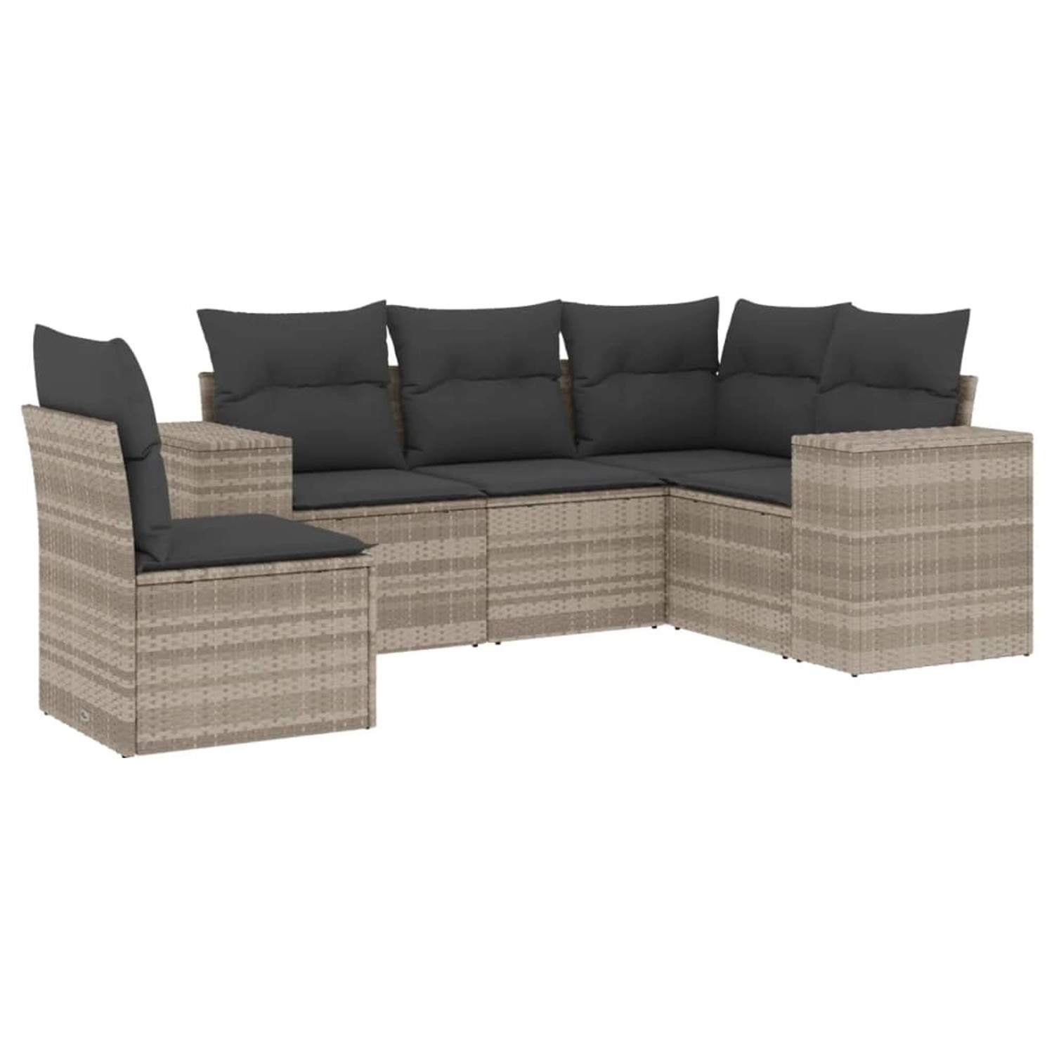 vidaXL 5-Tlg Garten-Sofagarnitur mit Kissen Hellgrau Poly Rattan 3254909 günstig online kaufen