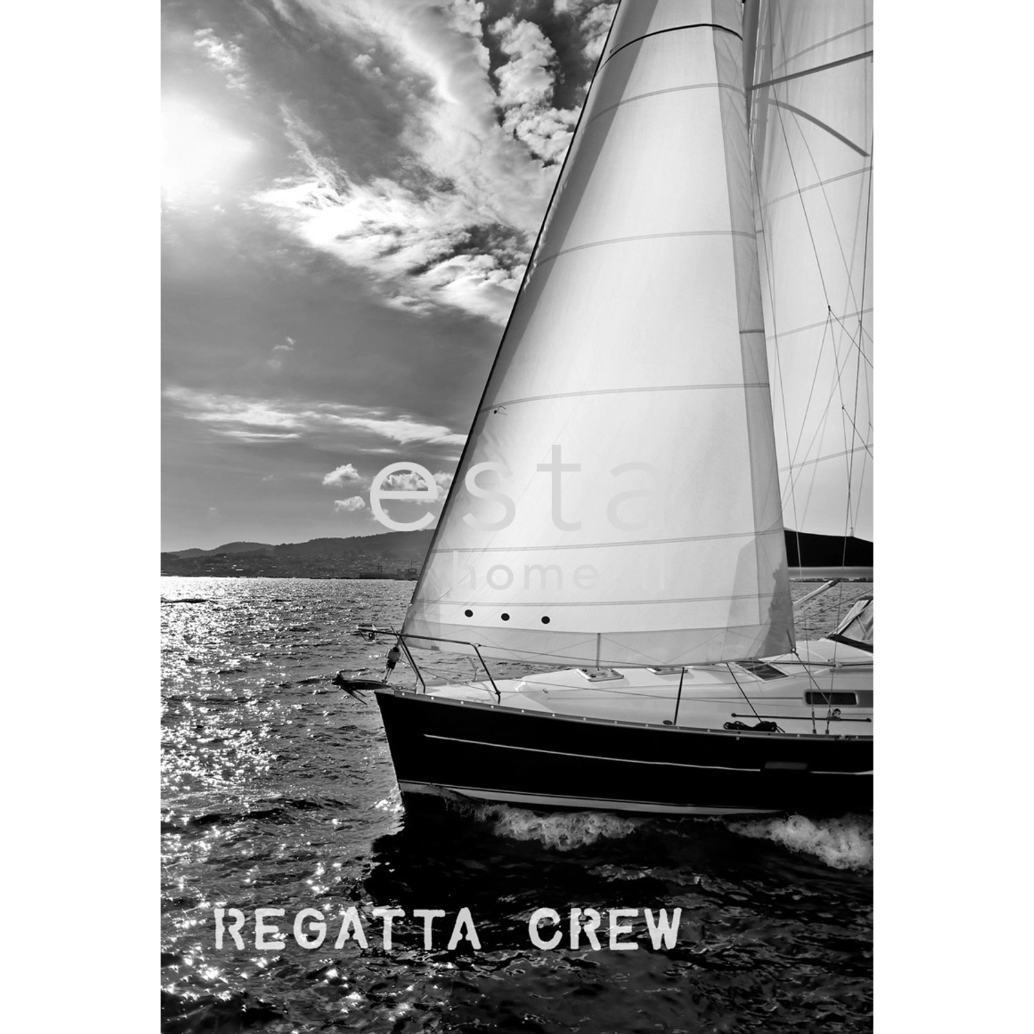 ESTAhome Fototapete Segelboot Schwarz und Weiß 186 x 270 cm 156431 günstig online kaufen