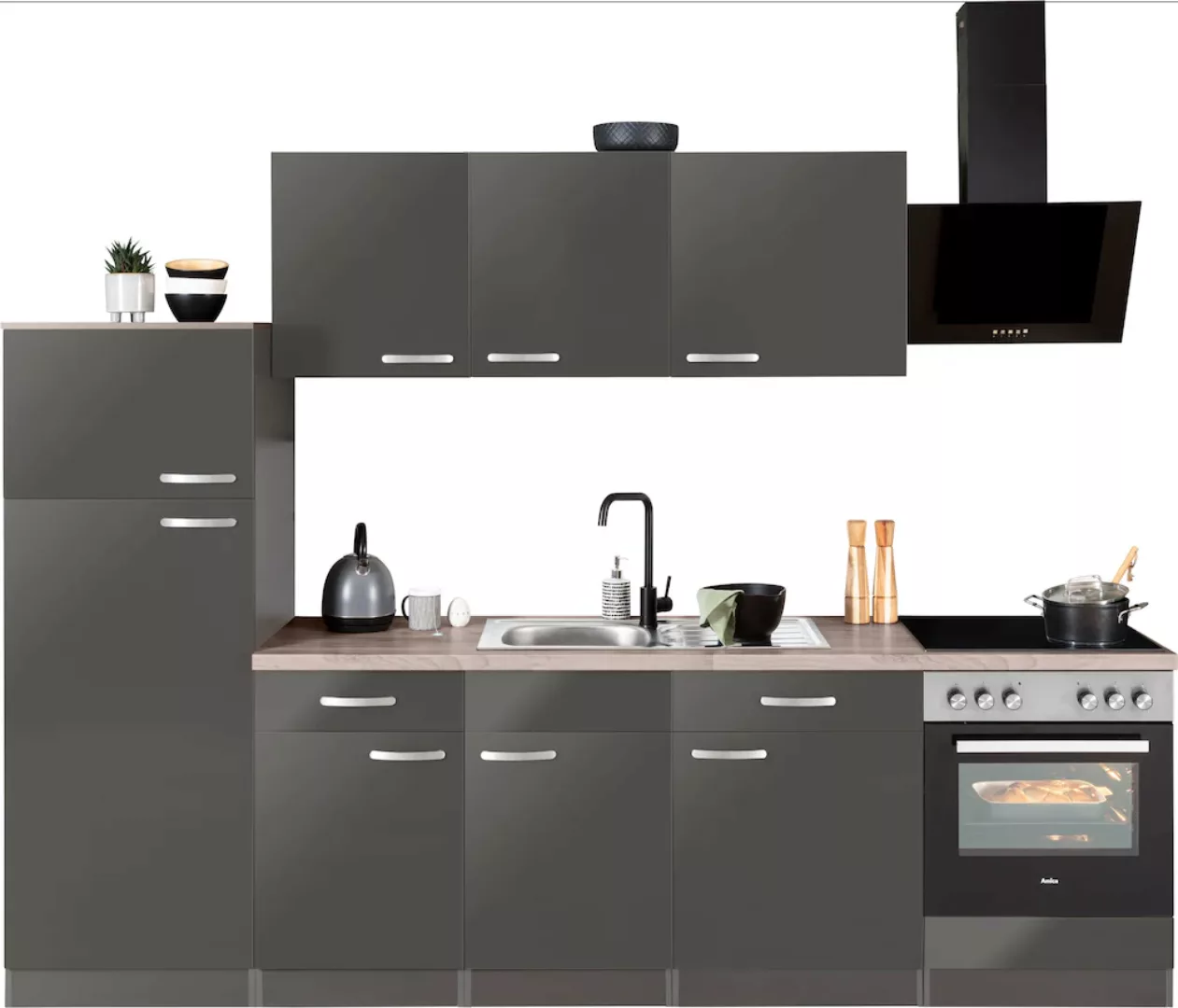 wiho Küchen Küchenzeile "Kansas", mit E-Geräten, Breite 280 cm günstig online kaufen