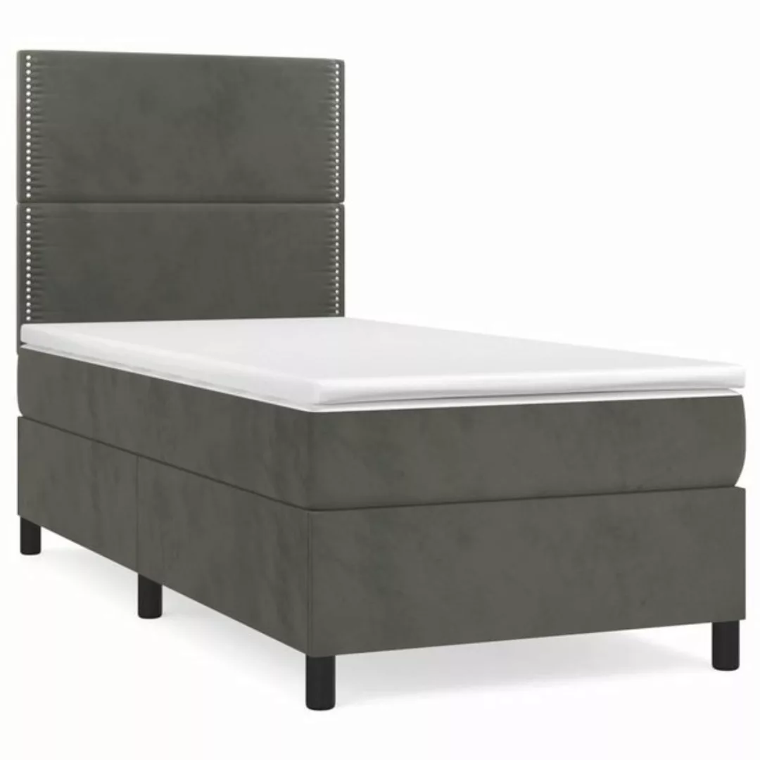 vidaXL Bett Boxspringbett mit Matratze Dunkelgrau 90x190 cm Samt günstig online kaufen