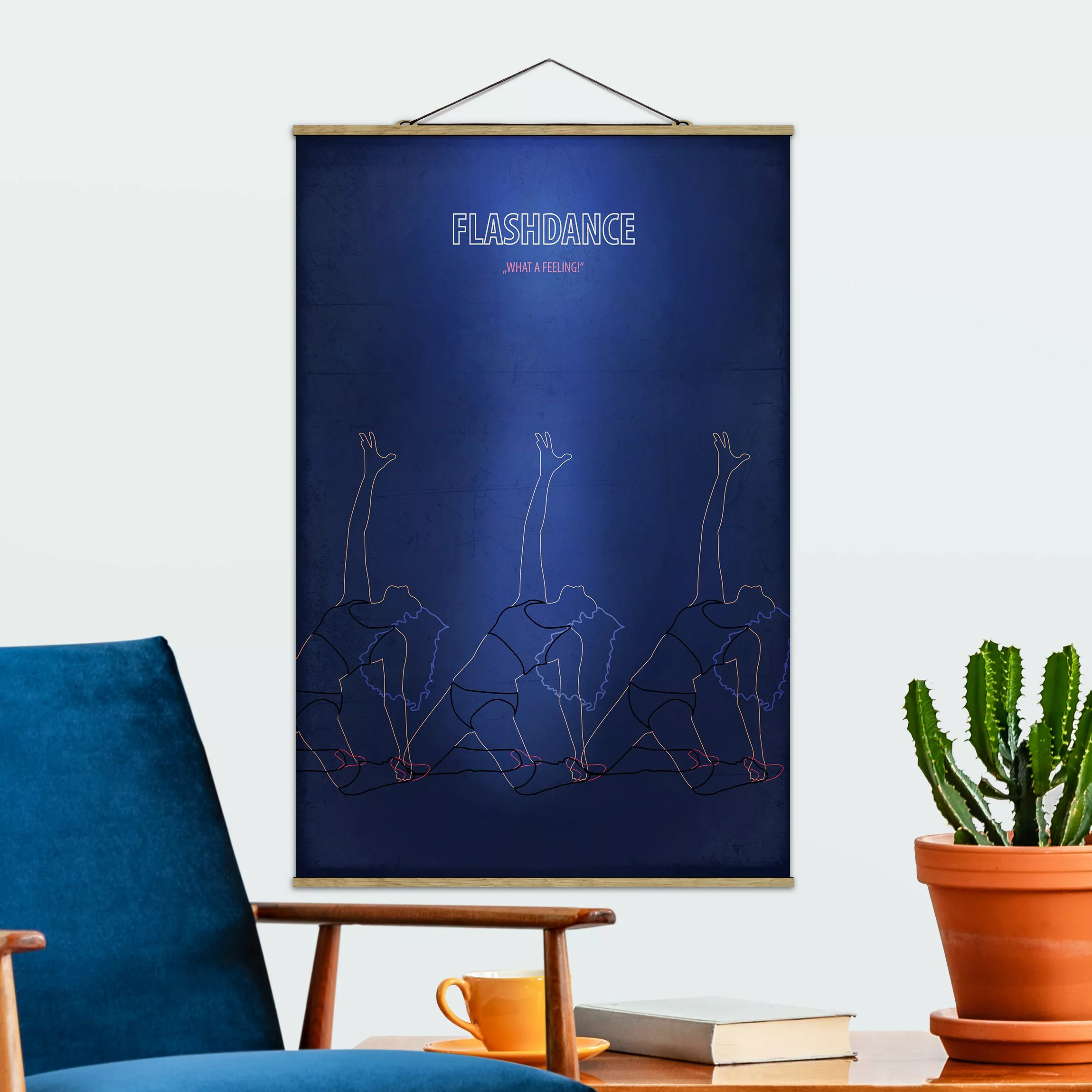Stoffbild Portrait mit Posterleisten - Hochformat Filmposter Flashdance günstig online kaufen