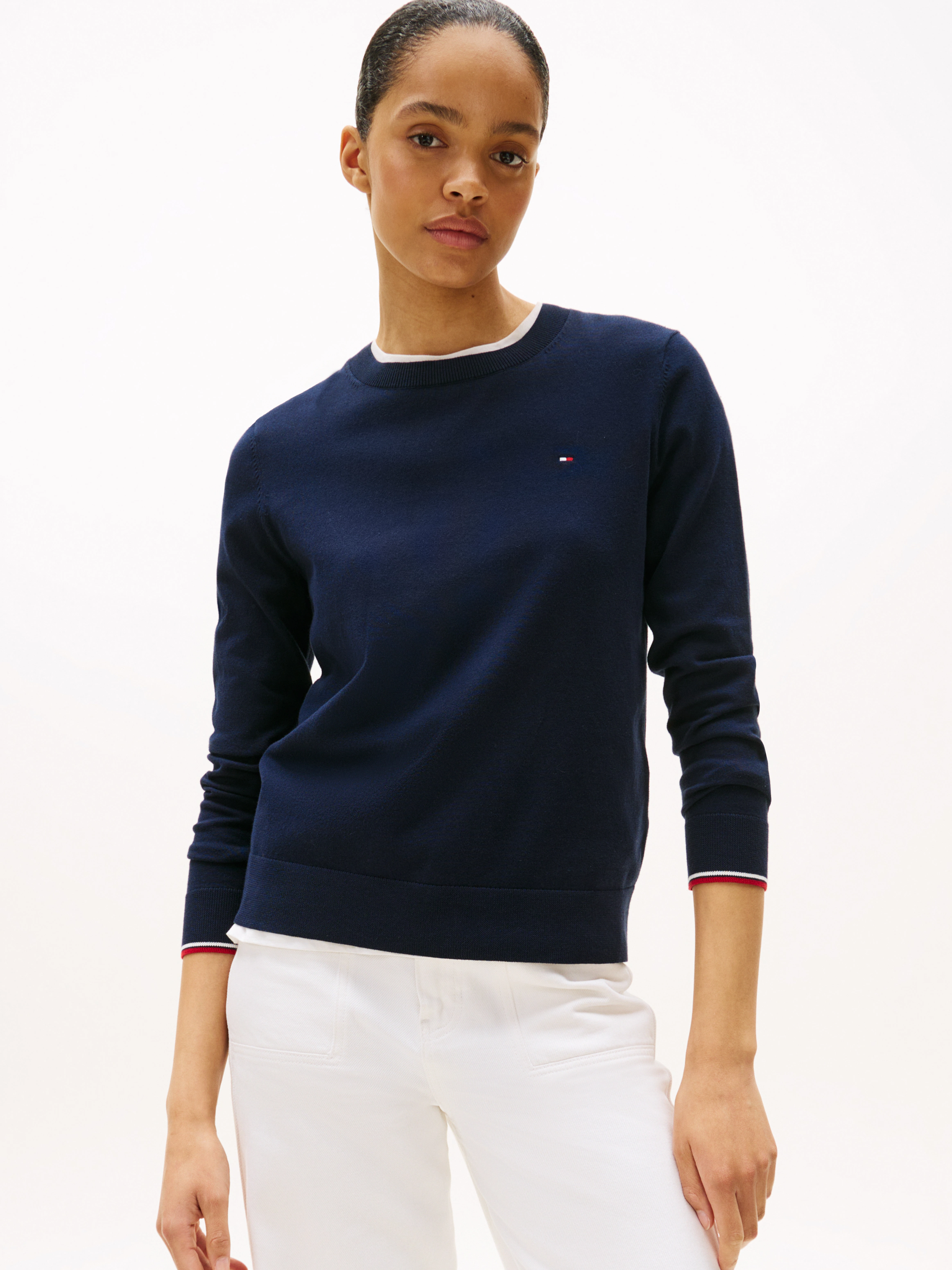 Tommy Hilfiger Rundhalspullover "CO JERSEY STITCH LS C-NK SWT", mit Logosti günstig online kaufen