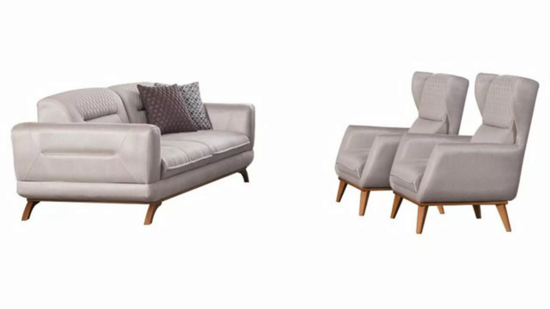 Xlmoebel Sofa Textil-Ensemble bestehend aus einem Sofa und zwei Sesseln im günstig online kaufen