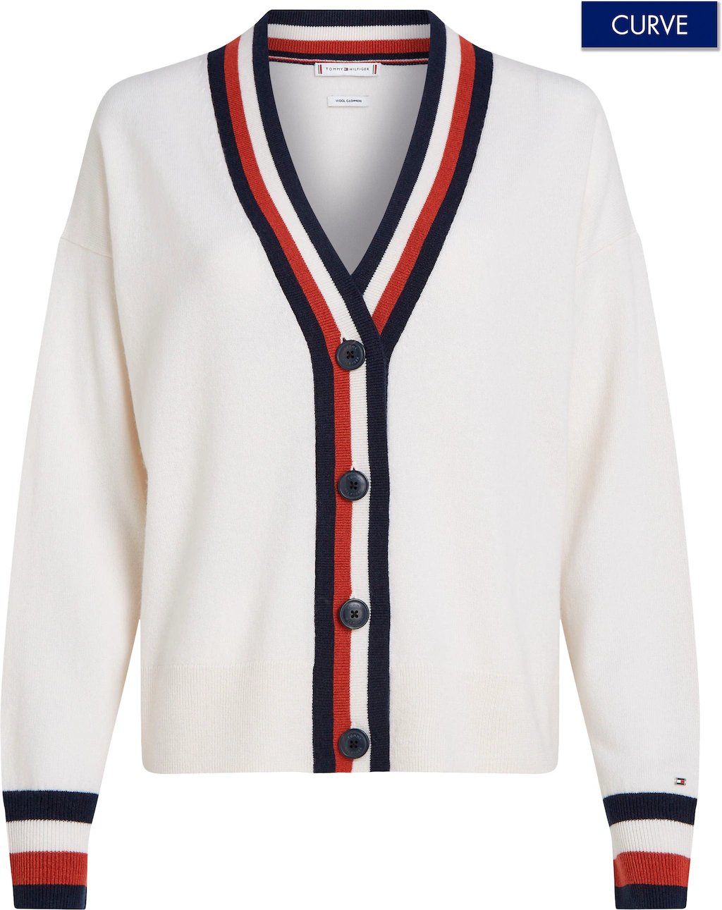 Tommy Hilfiger Curve Strickjacke CRV GLOBAL STP WOOL CASH CARDI Große Größe günstig online kaufen