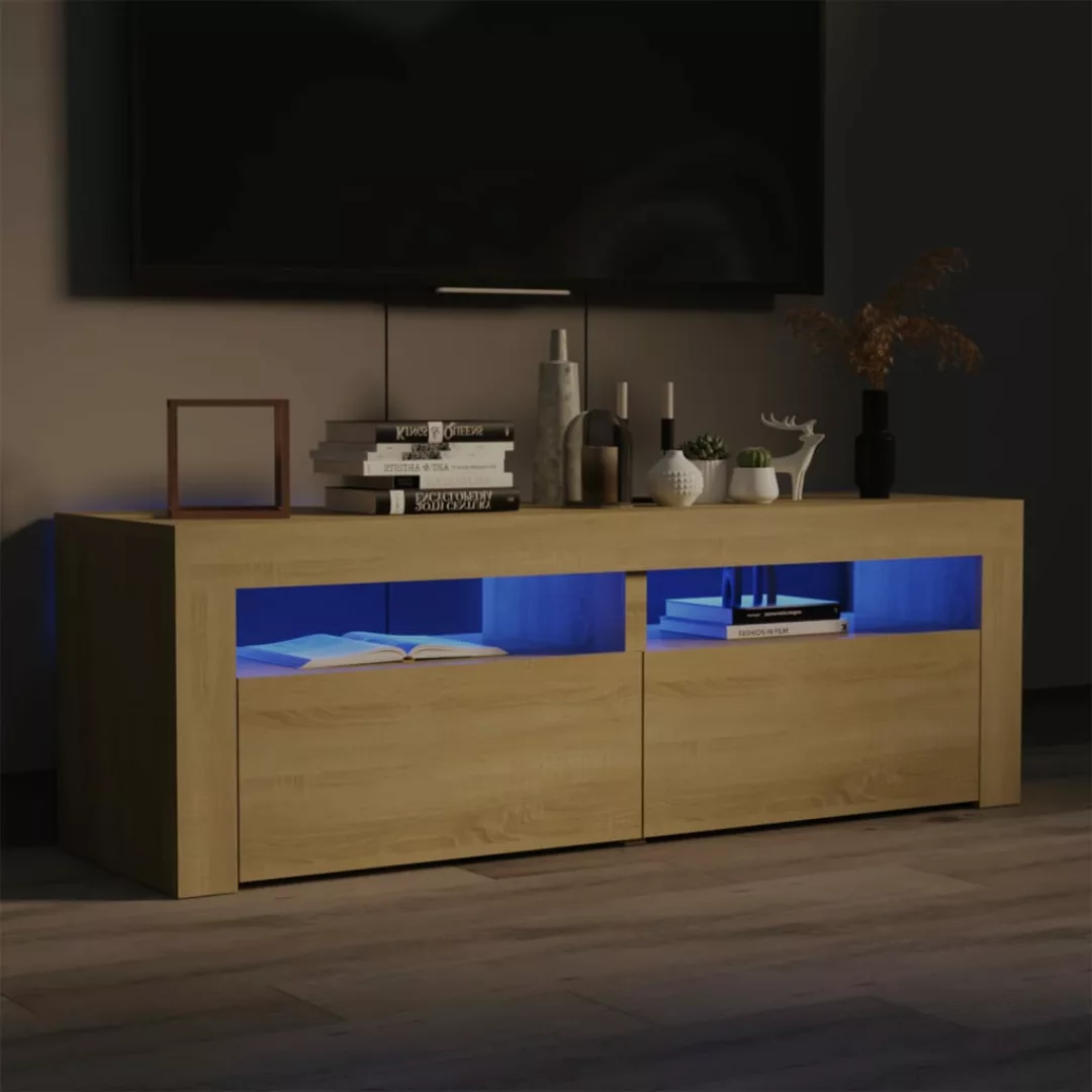 vidaXL TV-Schrank TV-Schrank mit LED Leuchten Sonoma Eiche 120x35x40 cm Low günstig online kaufen