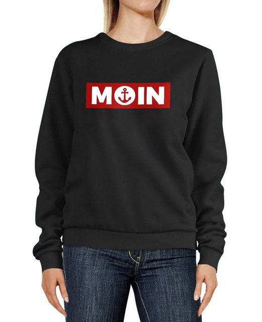 Neverless Sweatshirt Sweatshirt Damen Moin norddeutsch Morgen Anker Badge R günstig online kaufen