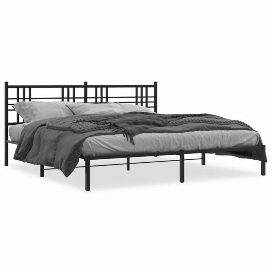 vidaXL Bettgestell, Bettrahmen mit Kopfteil Metall Schwarz 193x203 cm günstig online kaufen