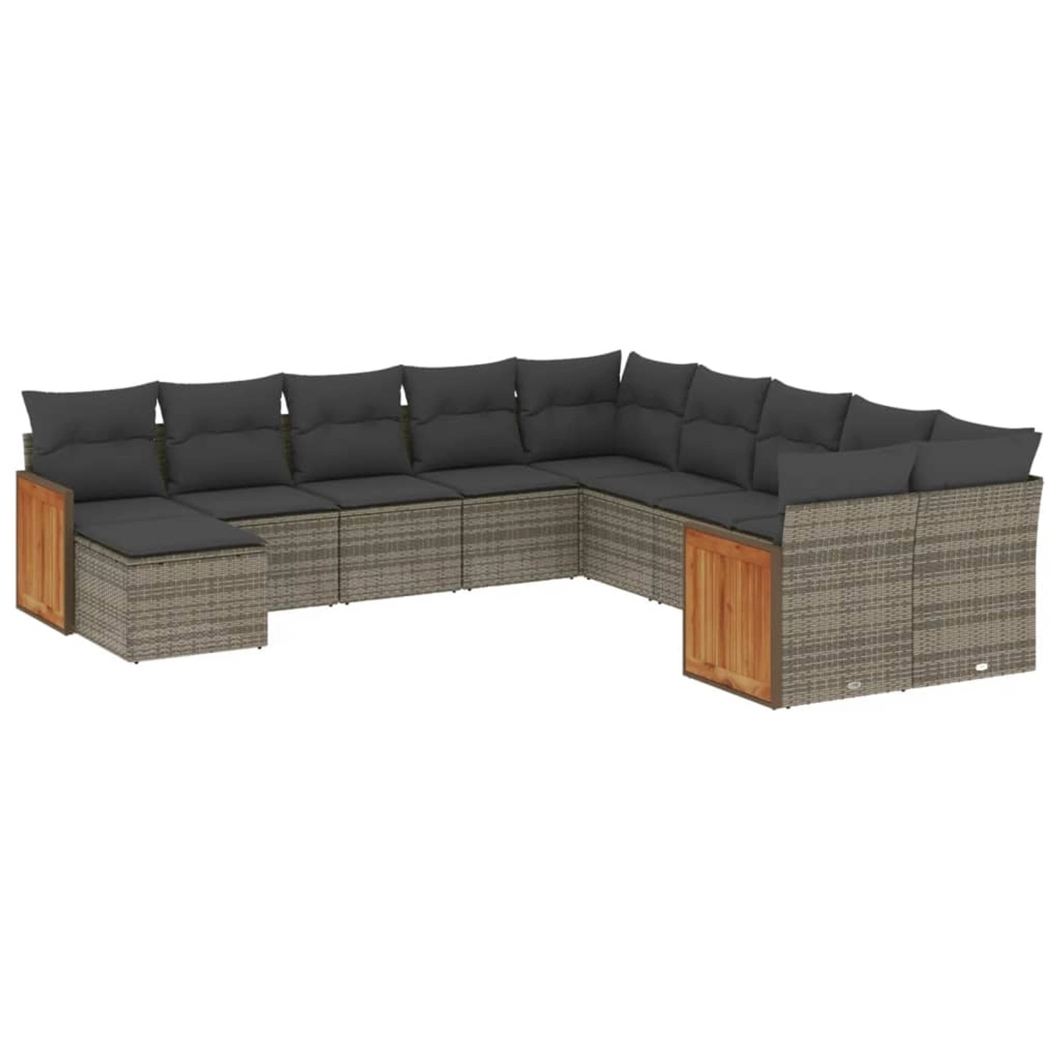 vidaXL 11-Tlg Garten-Sofagarnitur mit Kissen Grau Poly Rattan 3228251 günstig online kaufen