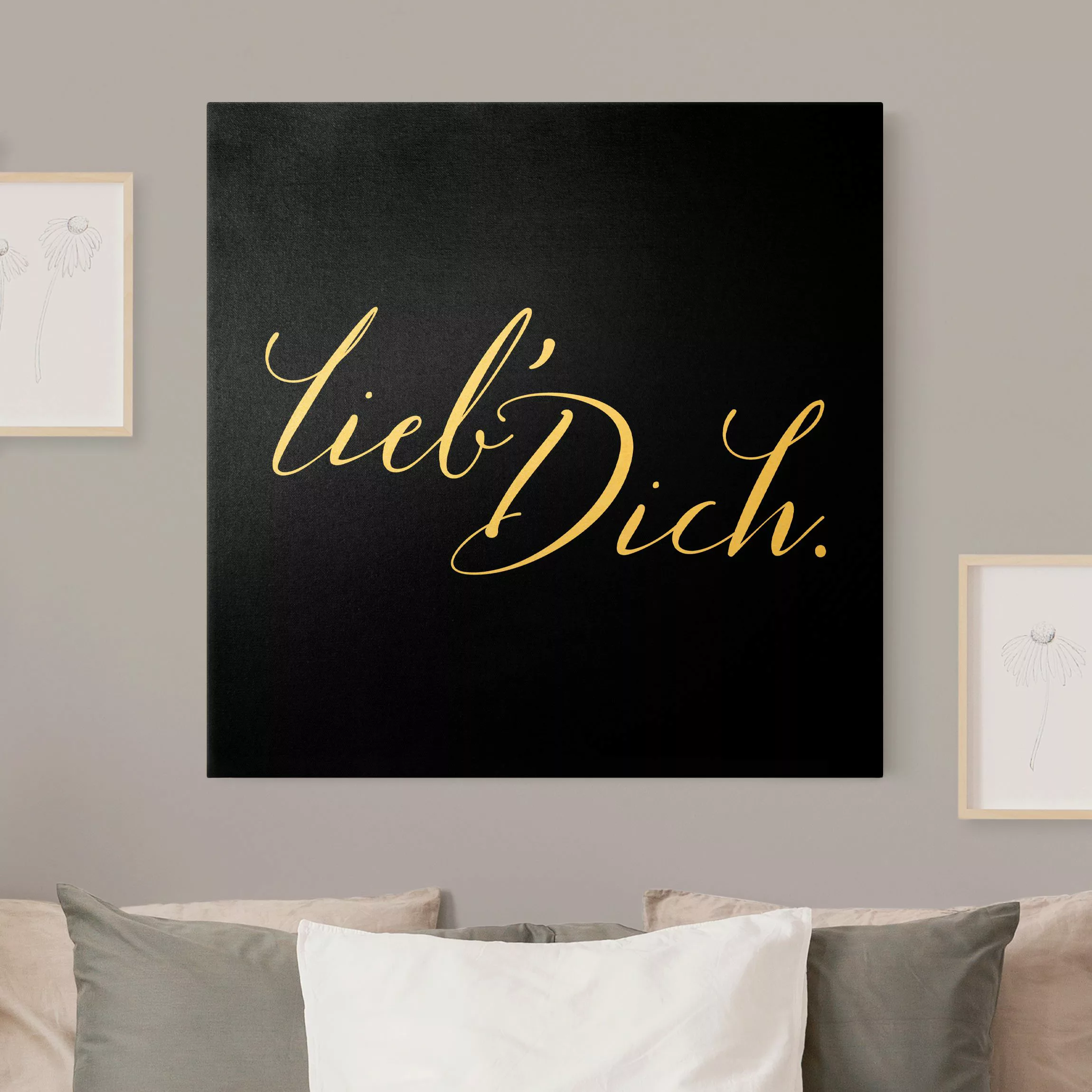 Leinwandbild Gold Lieb' Dich Schwarz günstig online kaufen