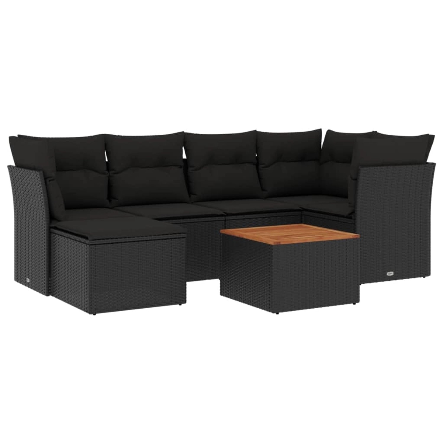 vidaXL 7-tlg Garten-Sofagarnitur mit Kissen Schwarz Poly Rattan Modell 151 günstig online kaufen