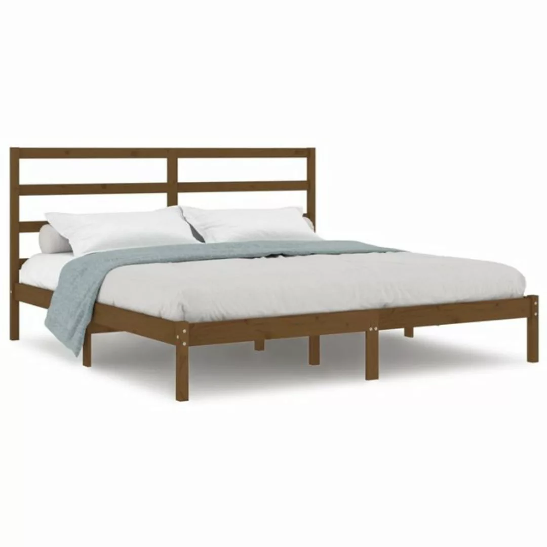 vidaXL Bettgestell Massivholzbett Honigbraun Kiefer 200x200 cm Bett Bettges günstig online kaufen