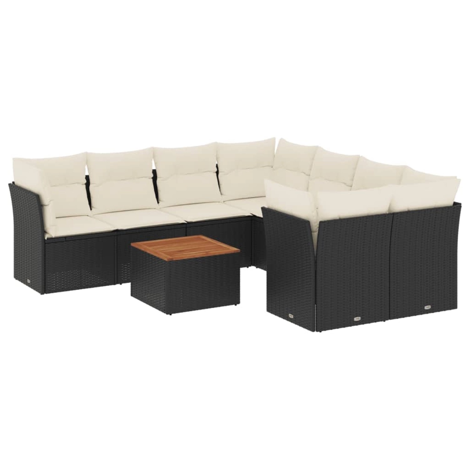 vidaXL 9-tlg Garten-Sofagarnitur mit Kissen Schwarz Poly Rattan Modell 56 günstig online kaufen