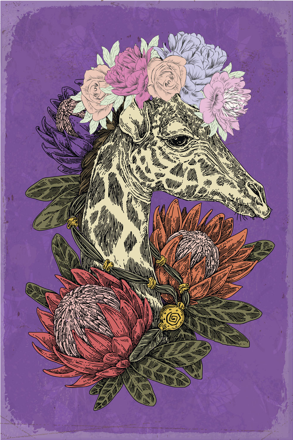 queence Metallbild "Flower Power", Giraffe, (1 St.) günstig online kaufen