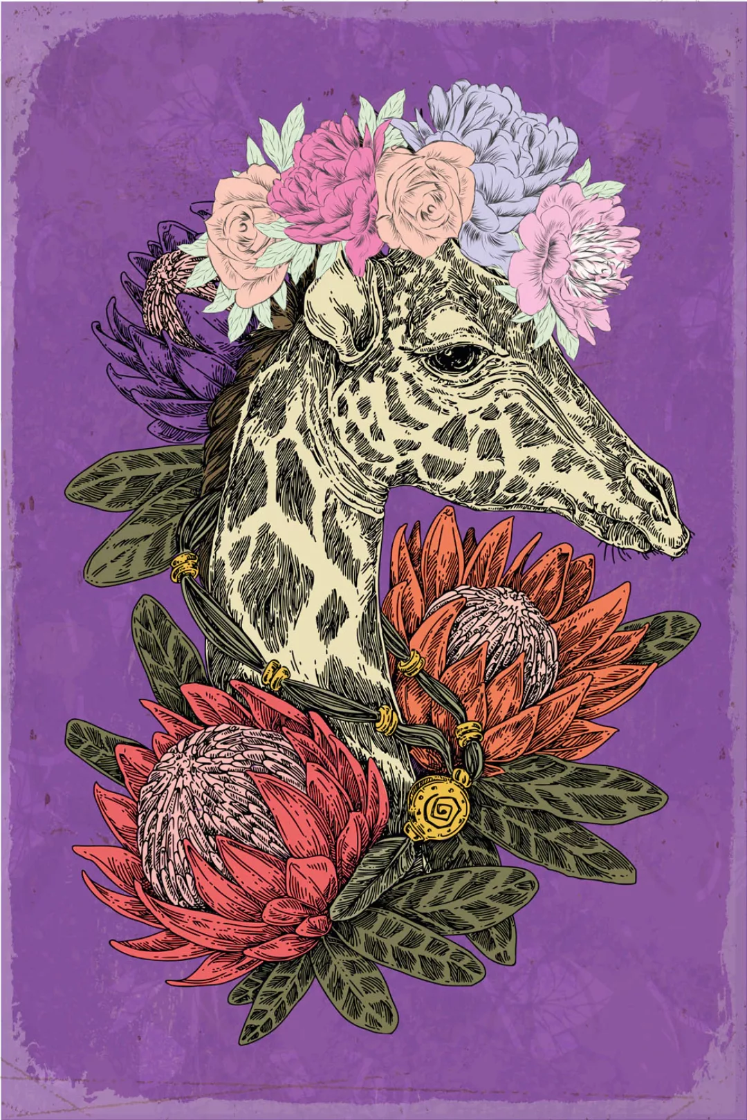 queence Metallbild "Flower Power", Giraffe, (1 St.) günstig online kaufen
