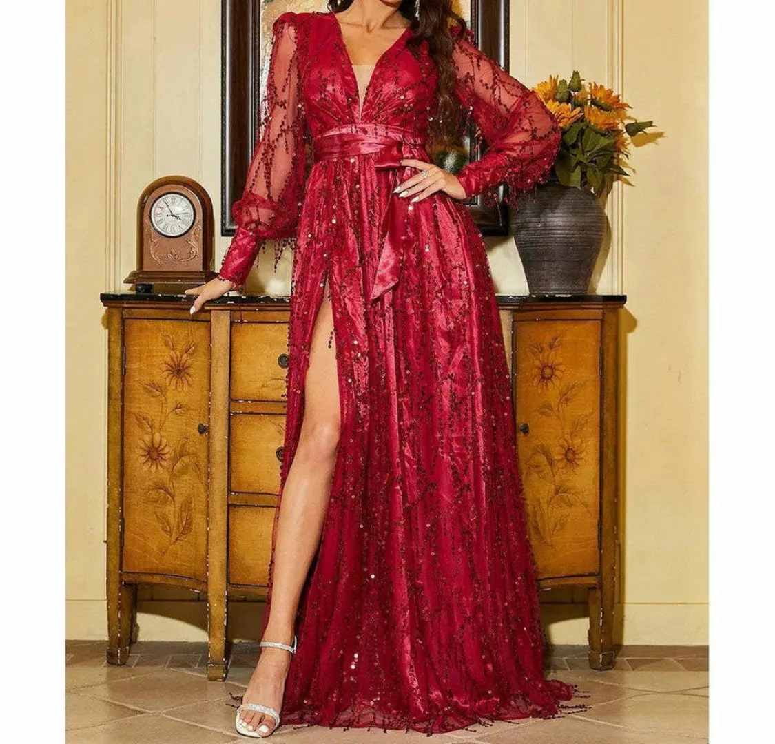 ZWY Abendkleid Damen Sexy V-Ausschnitt Partykleid Anmut Bankettkleid Maxikl günstig online kaufen