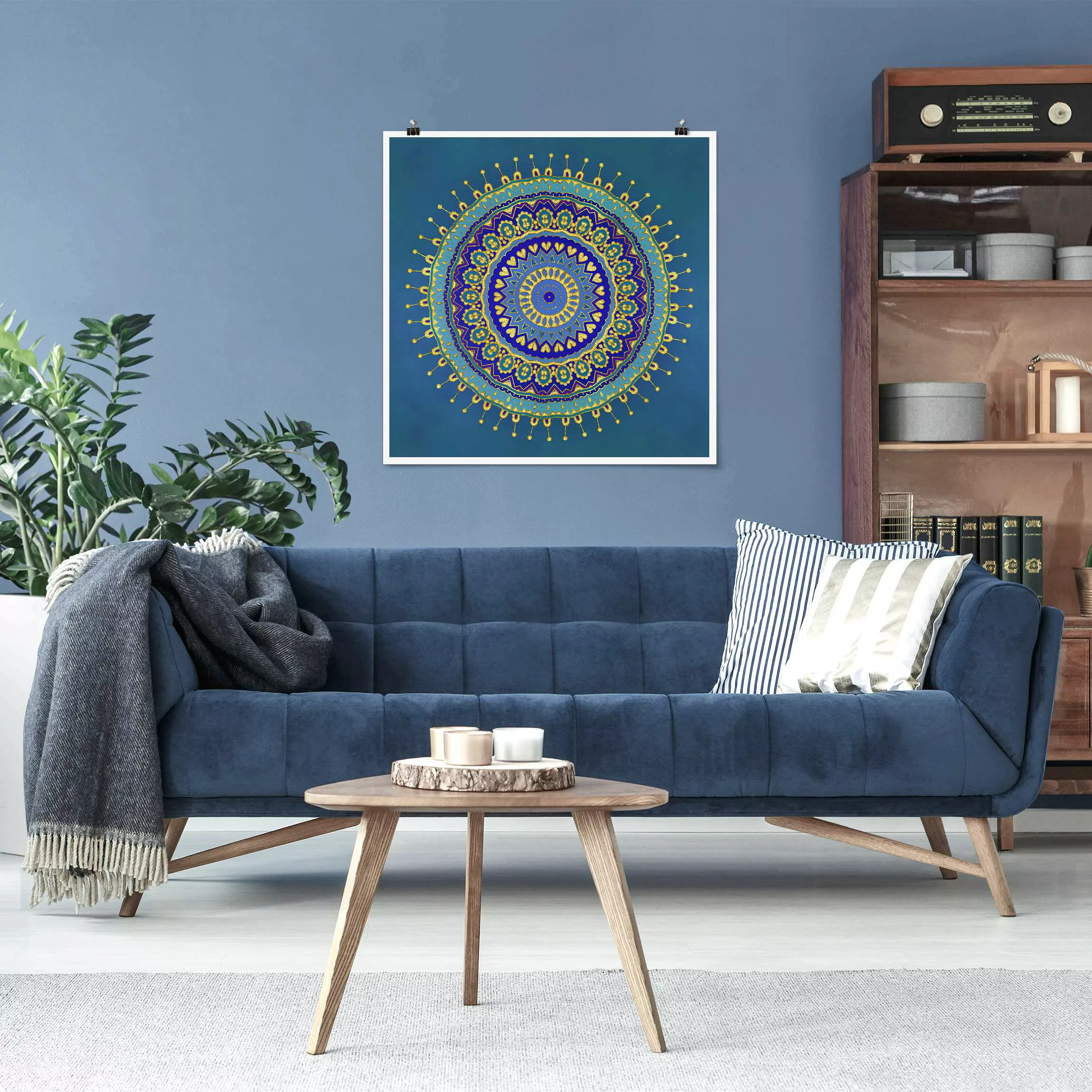 Poster Mandala Blau Gold günstig online kaufen