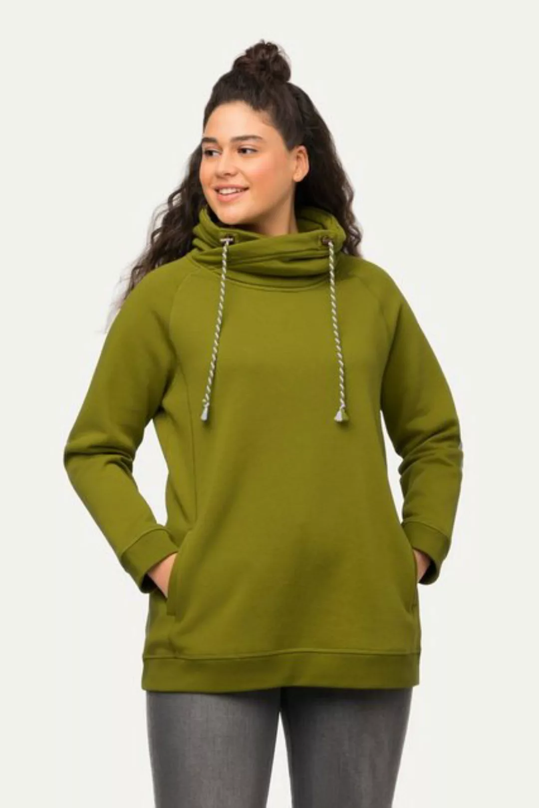 Ulla Popken Sweatshirt Sweatshirt weiter Stehkragen Taschen günstig online kaufen