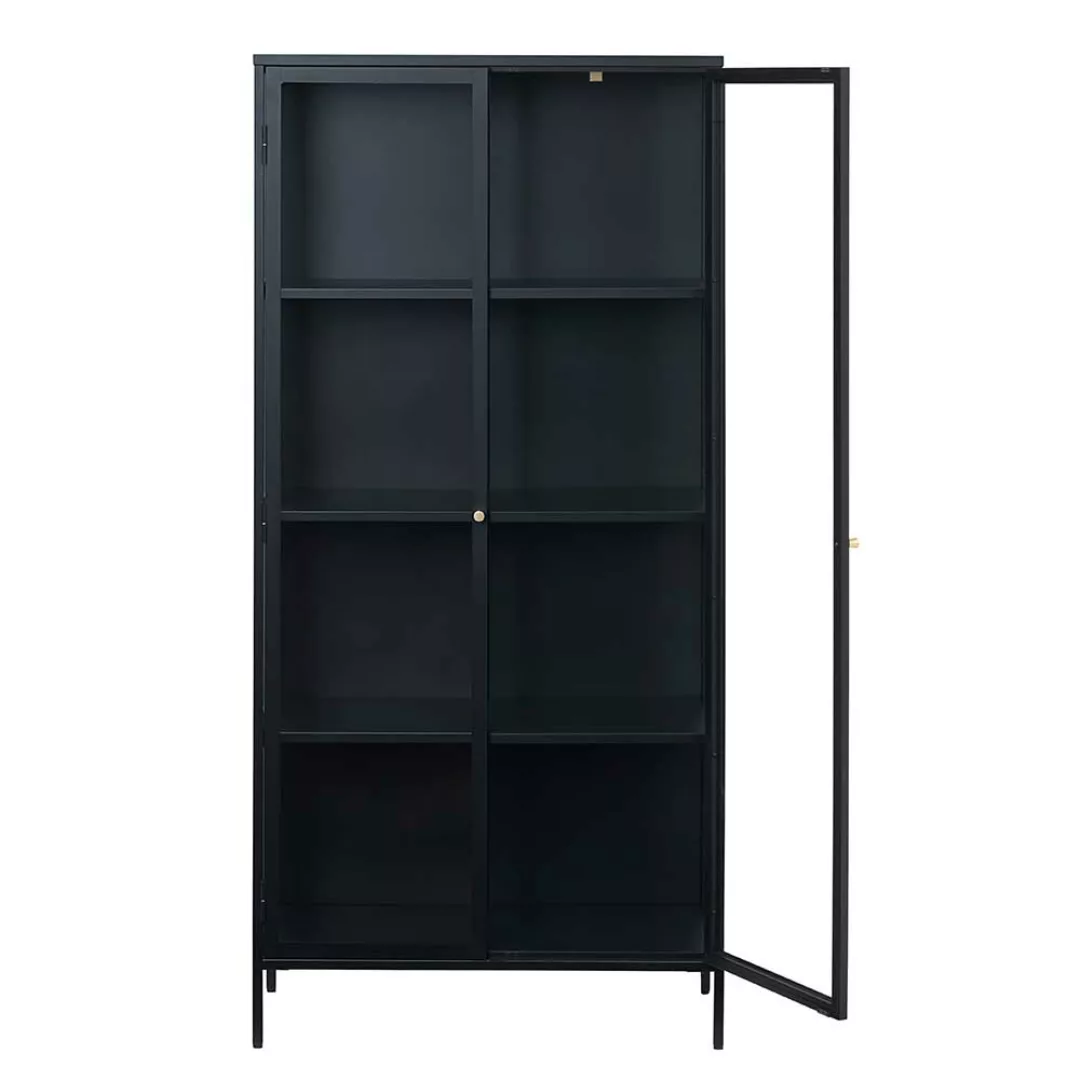 Esszimmer Vitrinenschrank in Schwarz 90 cm breit günstig online kaufen