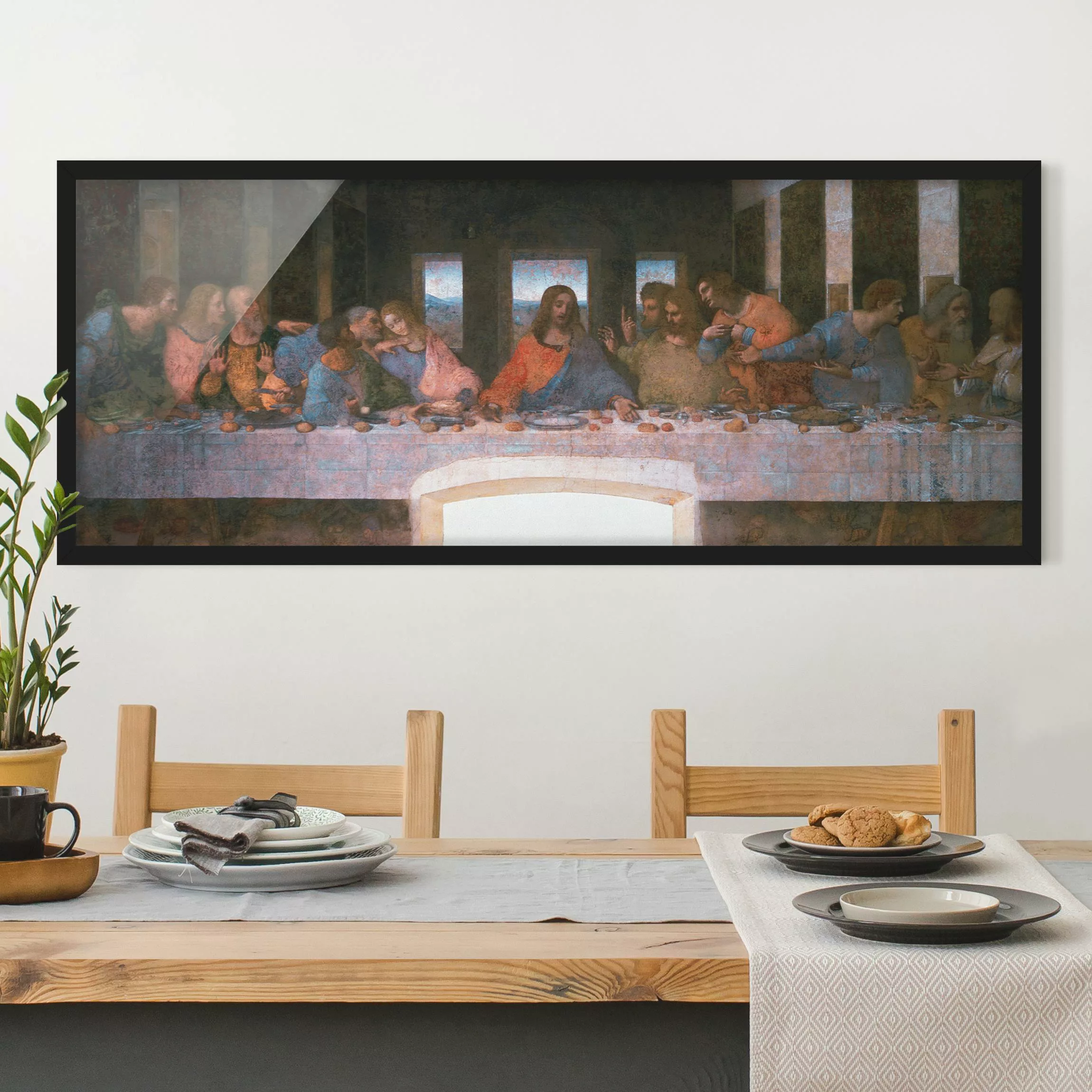 Bild mit Rahmen Kunstdruck - Panorama Leonardo da Vinci - Das letzte Abendm günstig online kaufen