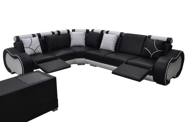 Xlmoebel Ecksofa Leder-Ecksofa mit USB-Anschluss, moderne XXL-Wohnlandschaf günstig online kaufen