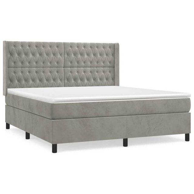 vidaXL Bettgestell Boxspringbett mit Matratze Hellgrau 180x200 cm Samt Bett günstig online kaufen