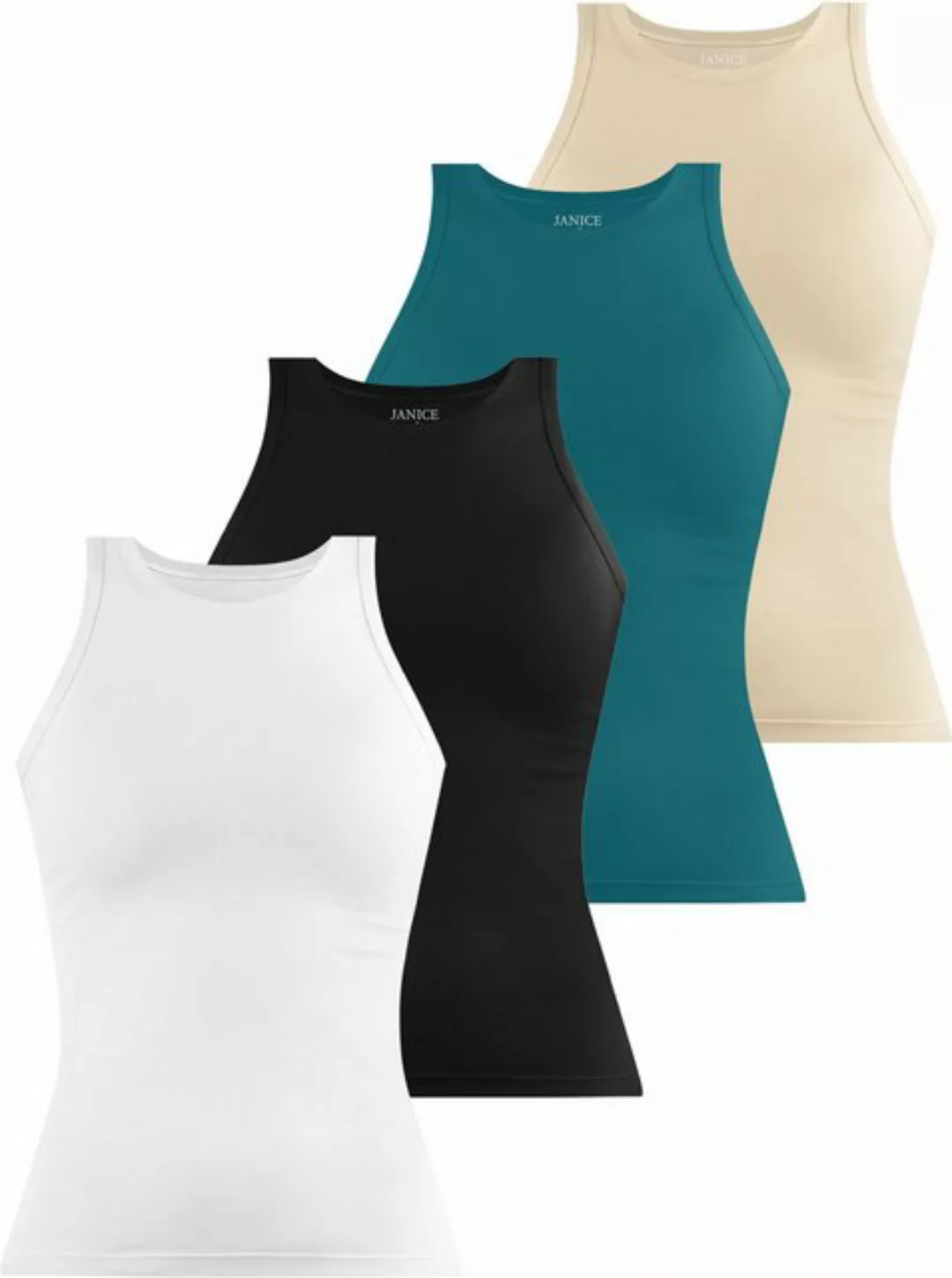 Janice Tanktop 4 x Damen Top hochgeschlossen Nauta Trägetop aus Baumwolle günstig online kaufen