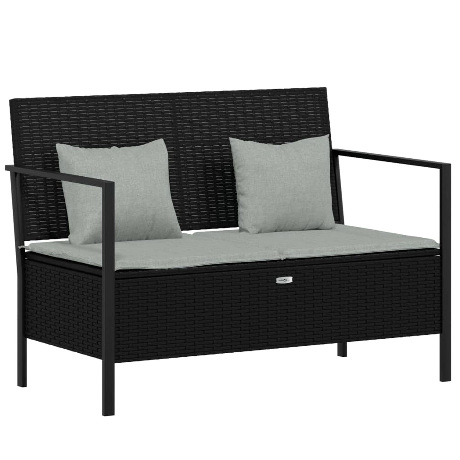 furnicato Gartenbank 2-Sitzer mit Kissen Schwarz Poly Rattan günstig online kaufen