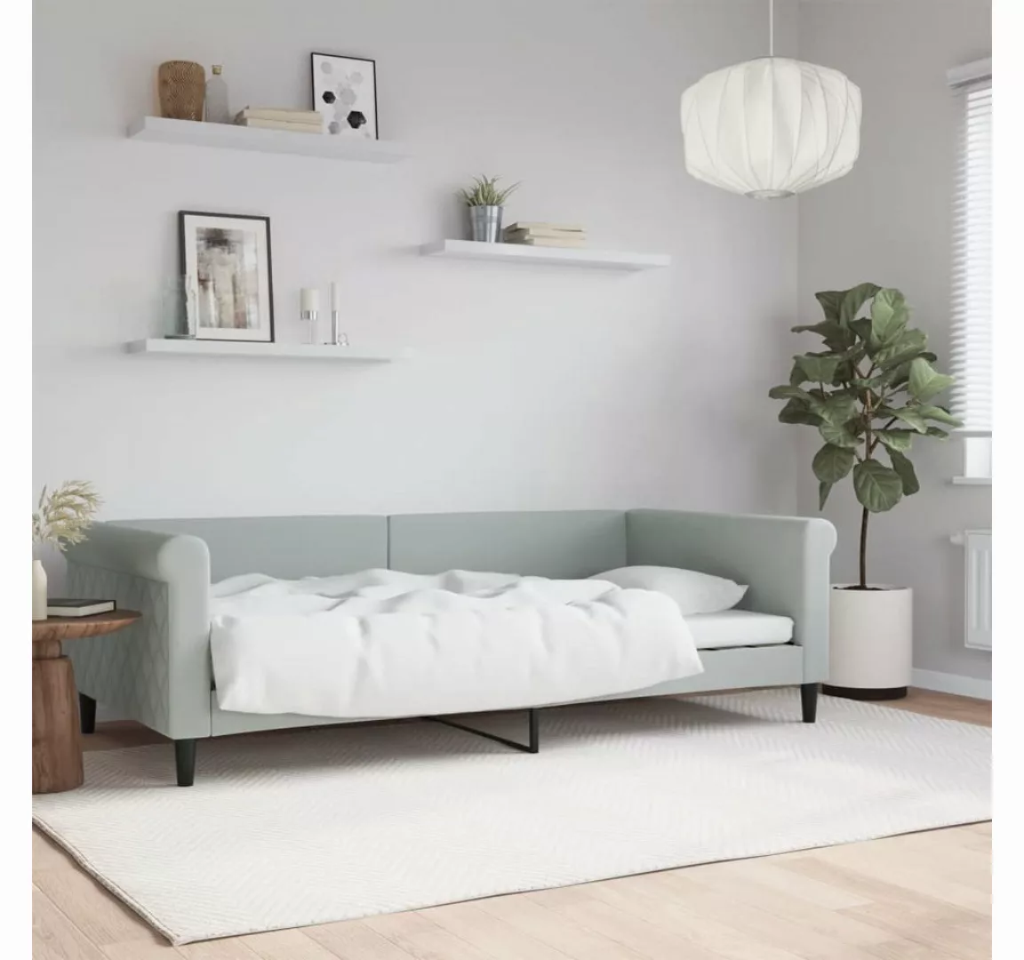 vidaXL Gästebett Tagesbett Hellgrau 100x200 cm Samt Gästebett Gästecouch Gä günstig online kaufen