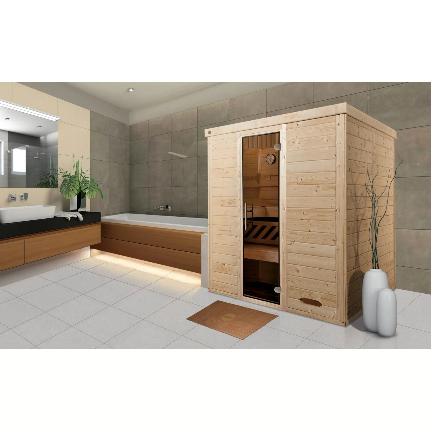 Weka Massivholzelementsauna Kemi 4 Glastür günstig online kaufen