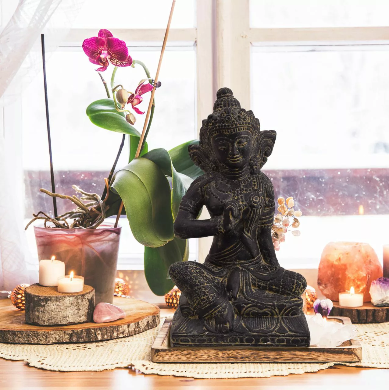 Garten Skulptur Sitzende Göttin Tara 35 Cm günstig online kaufen