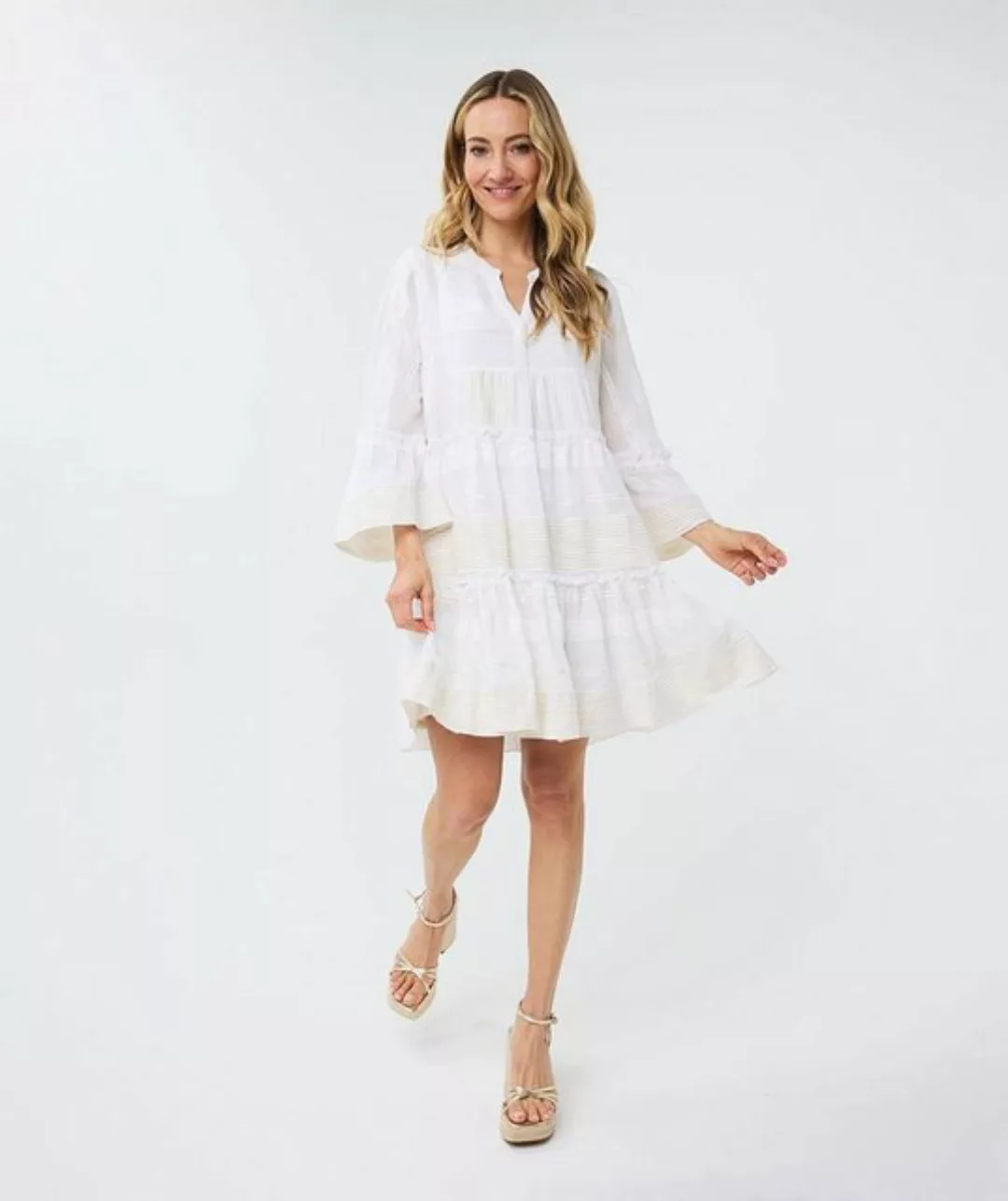 Esqualo Sommerkleid Esqualo Tunikakleid Weiß/Gold günstig online kaufen