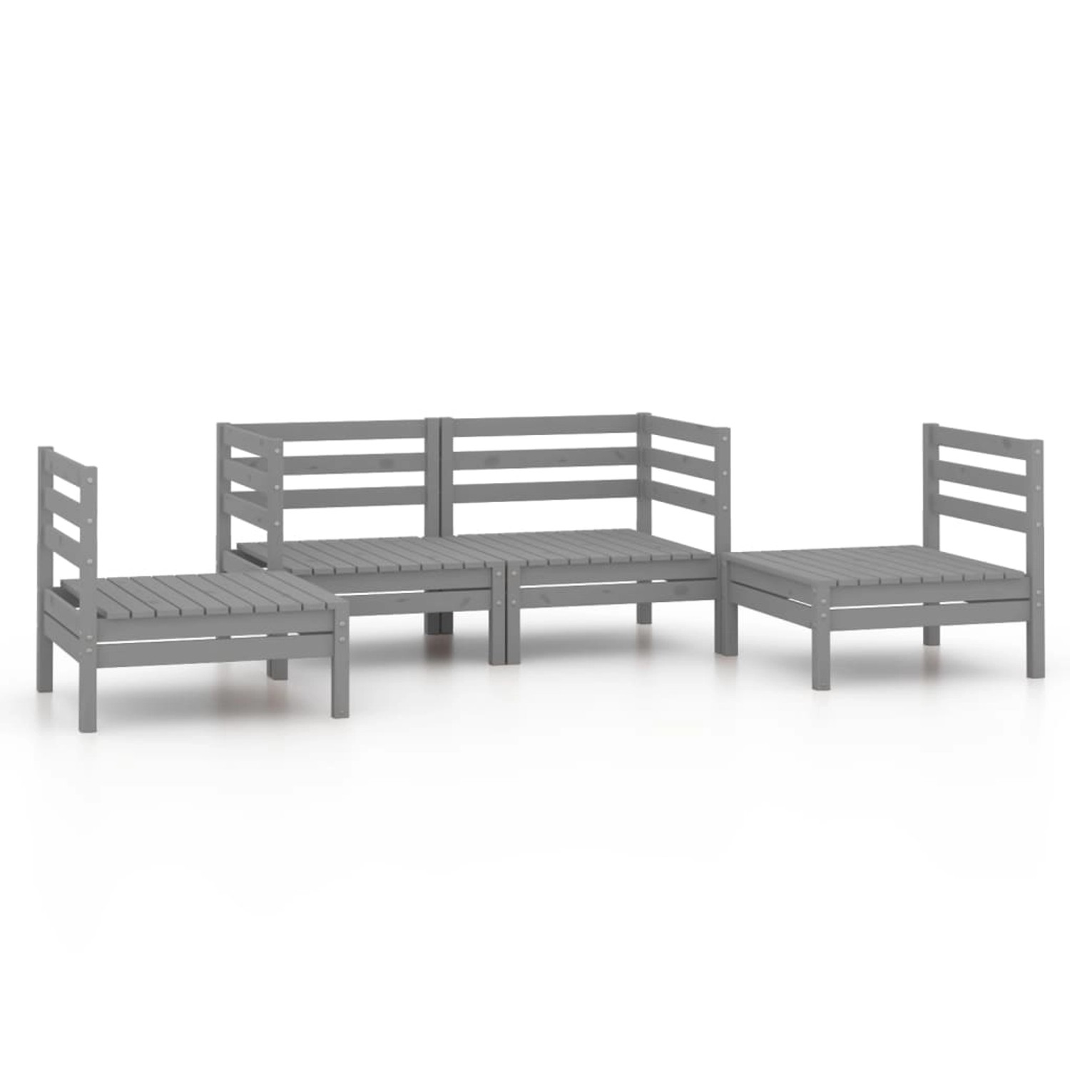 4-tlg. Garten-lounge-set Grau Kiefer Massivholz günstig online kaufen