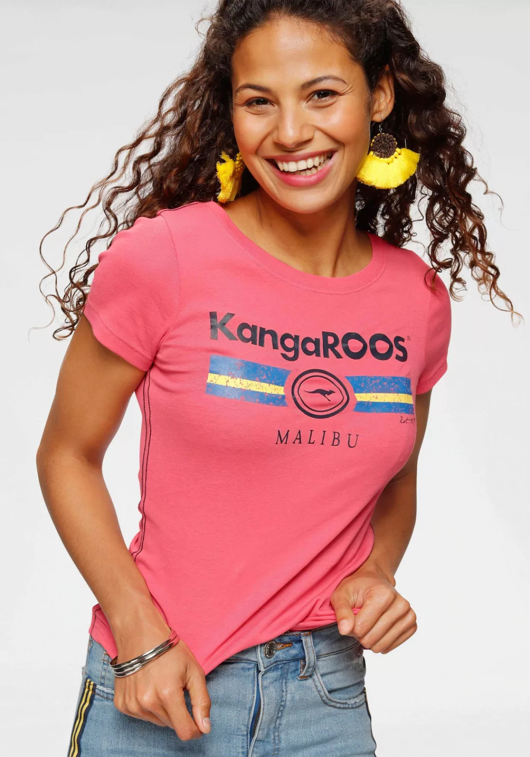 KangaROOS T-Shirt, Kurzarm, unifarben und bedruckt, Rundhalsausschnitt günstig online kaufen