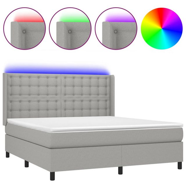 vidaXL Boxspringbett Boxspringbett mit Matratze und LED Stoff (180 x 200 cm günstig online kaufen