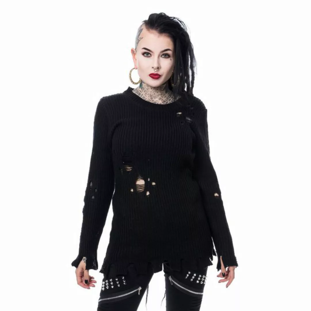 Poizen Industries Strickpullover Alora Punk Gothic Goth Grufti Distressed günstig online kaufen
