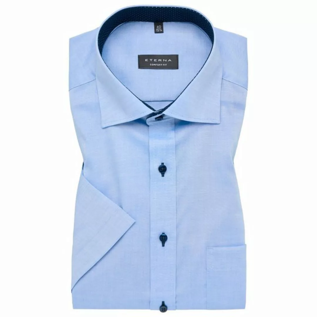 Eterna Kurzarmhemd Eterna Kurzarmhemd XXL bügelfrei blau Kontrastdetails günstig online kaufen