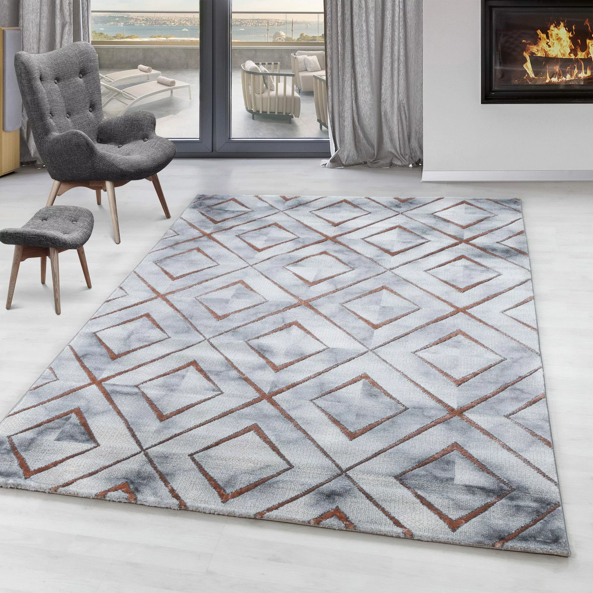 SIMPEX24 Designteppich Marmor Design, Rechteckig, Höhe: günstig online kaufen