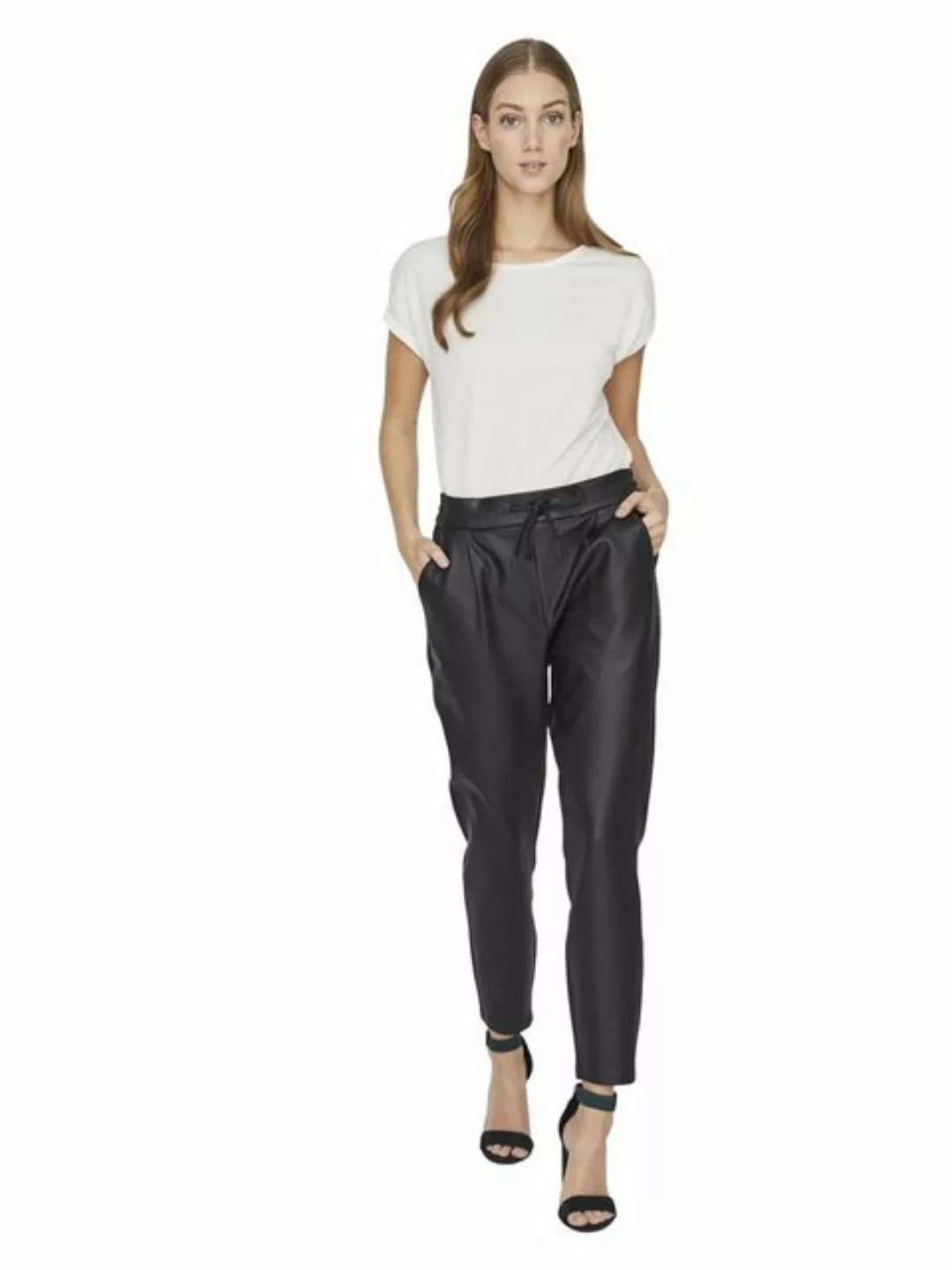 Vero Moda Damen Kunstleder Hose VMEVA MR LOOSE STRING COATED günstig online kaufen