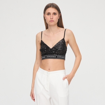 Ermanno Scervino  Blusen Pailletten-Crop-Top günstig online kaufen