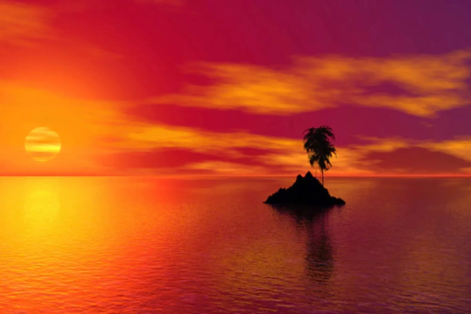 Papermoon Fototapete »Insel im Sonnenuntergang« günstig online kaufen