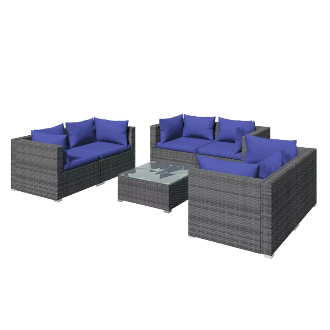 Vidaxl 7-tlg. Garten-lounge-set Mit Kissen Poly Rattan Grau günstig online kaufen