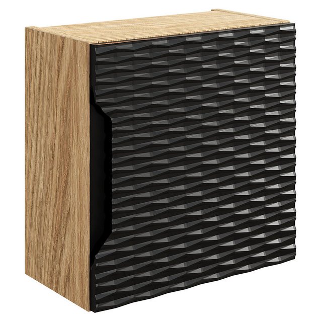 Lomadox Hängeschrank OLUO-56-BLACK Wandschrank Badschrank, Eiche mit schwar günstig online kaufen