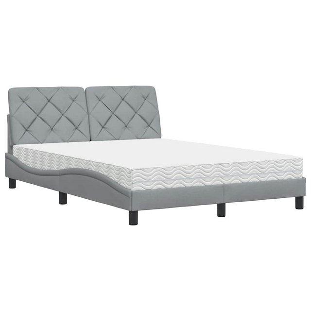 vidaXL Bett Bett mit Matratze Hellgrau 140x190 cm Stoff günstig online kaufen