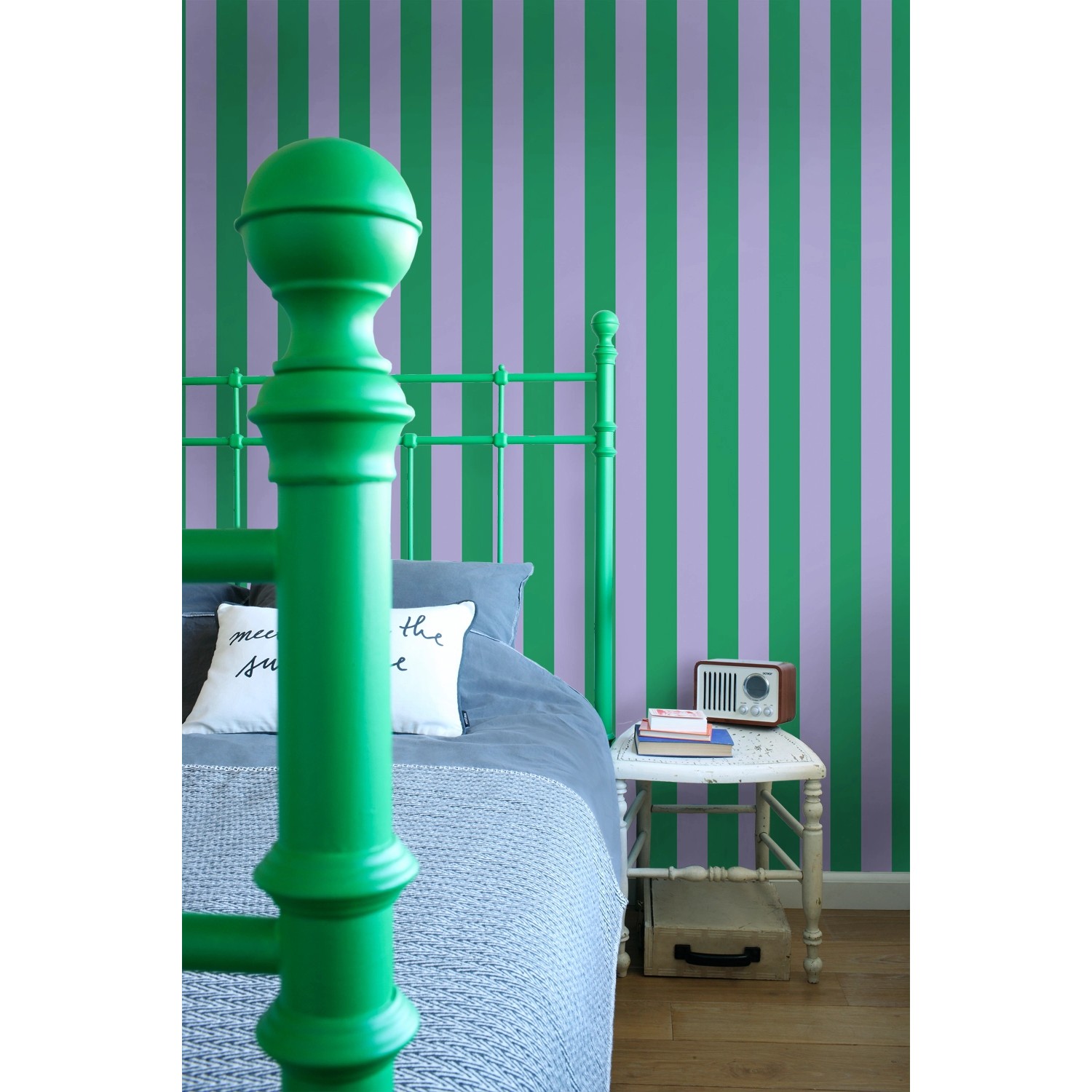 ESTAhome Tapete Streifen Grün und Violett 50 x 900 cm 139908 günstig online kaufen
