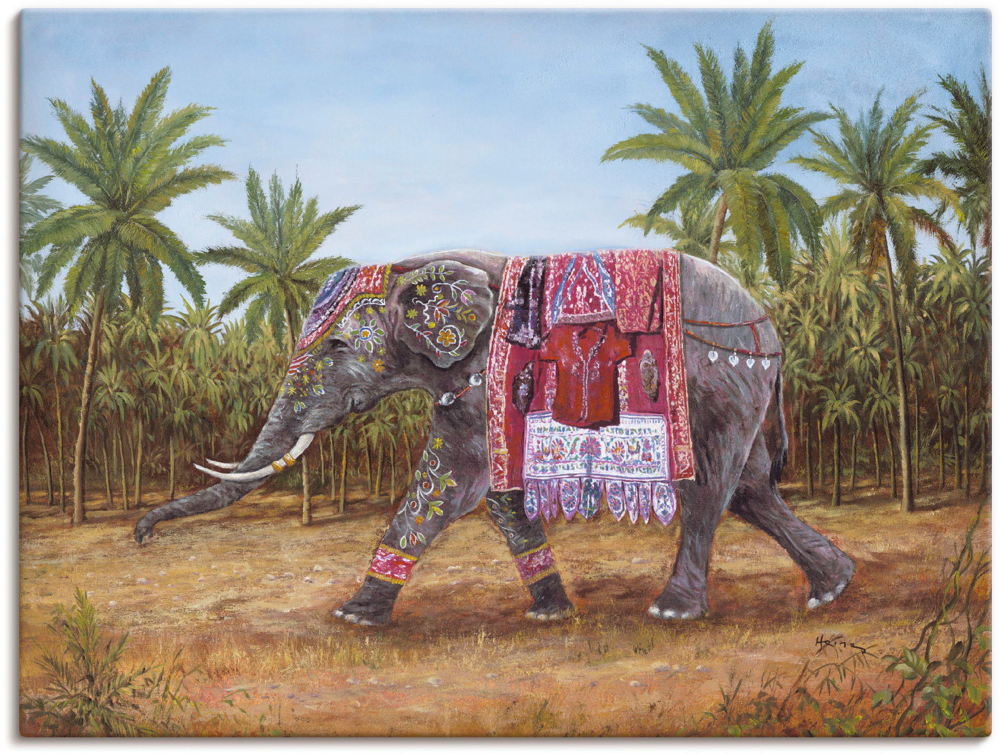 Artland Wandbild »Indischer Elefant«, Wildtiere, (1 St.), als Leinwandbild, günstig online kaufen