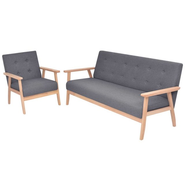 Sofa-set 2-tlg. Stoff Dunkelgrau günstig online kaufen